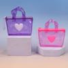 Compact Solid Color Heart-Shaped Storage Bag Mini Handheld Coin Purse Keychain Waterproof Earphone Bag Girl
