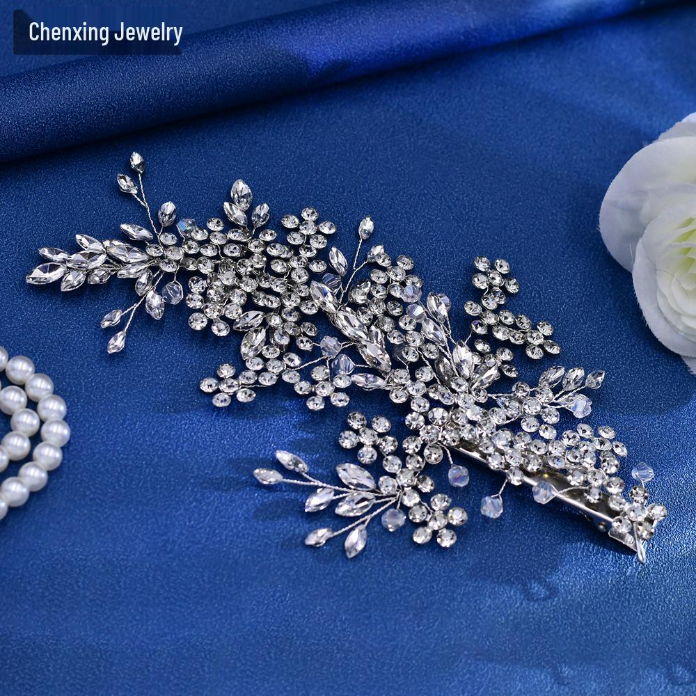 

Chenxing CX253 Сделанная вручную заколка для волос невесты со стразами - Золотой двойной зажим для причесок для фотосъемки