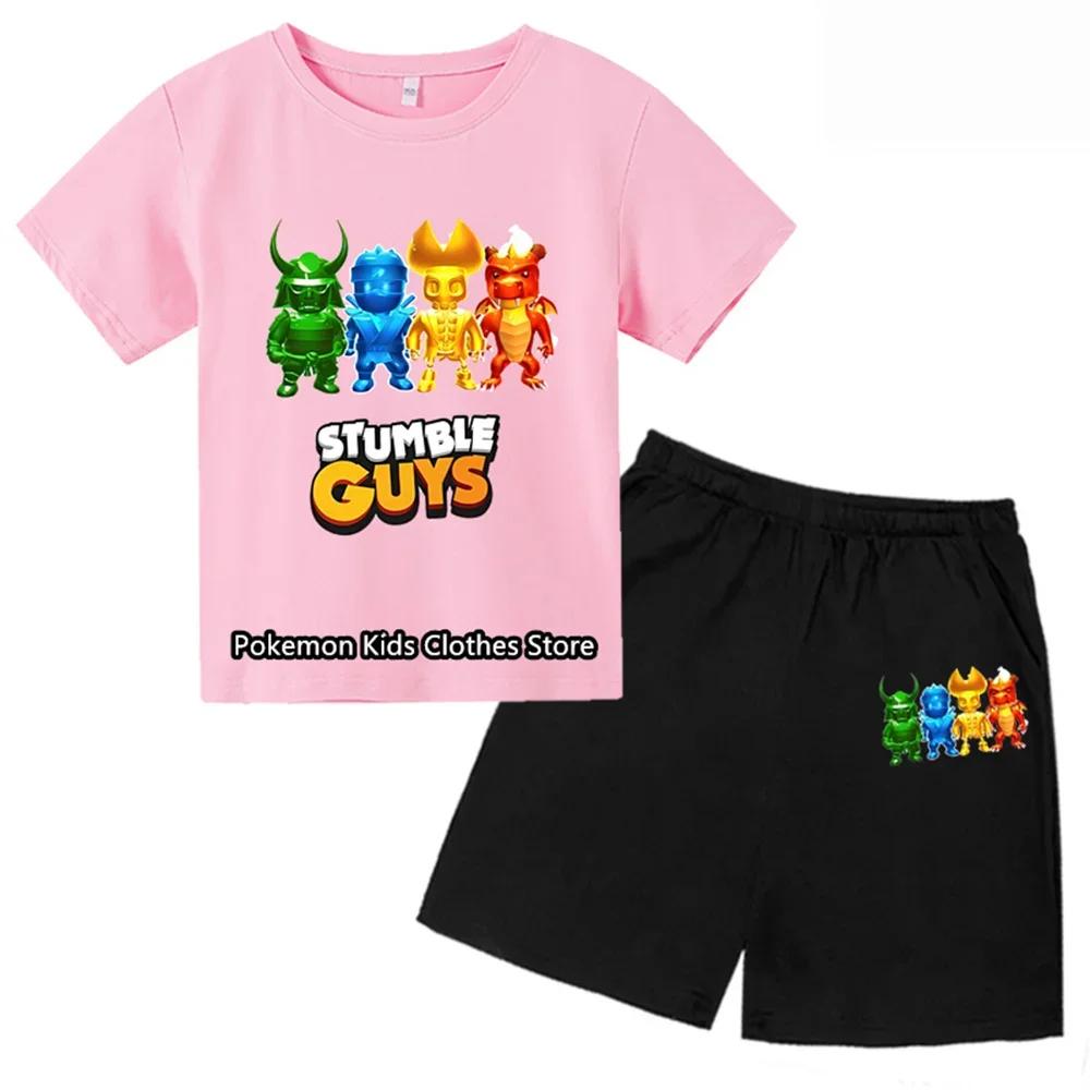 2025 New Stumble Guys TShirt Set Boys Cartoon Banana Casual Short Sleeve Tops Kids Girls Clothes Games T-Shirts Y2k Teen Tops