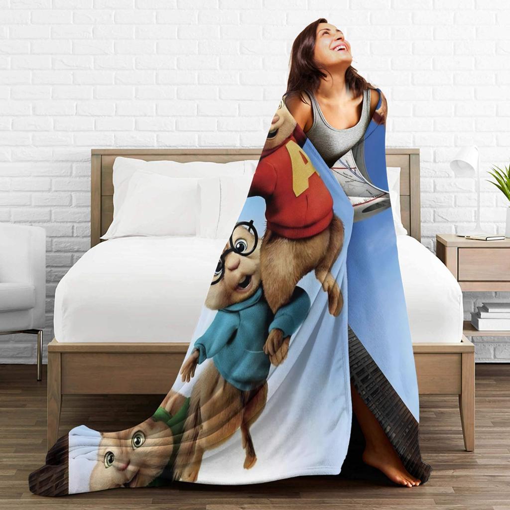A-Alvin and the Chipmunks Blanket Cover Plush Throw Blanket Bedding Couch Soft Warm Bedsprea,