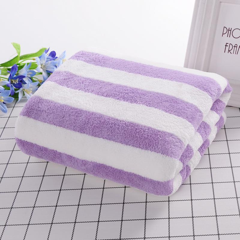 Premium Coral Fleece Face Towel - Absorbent, Quick-Drying, Non-Shedding, Striped Bath Towel for Adults