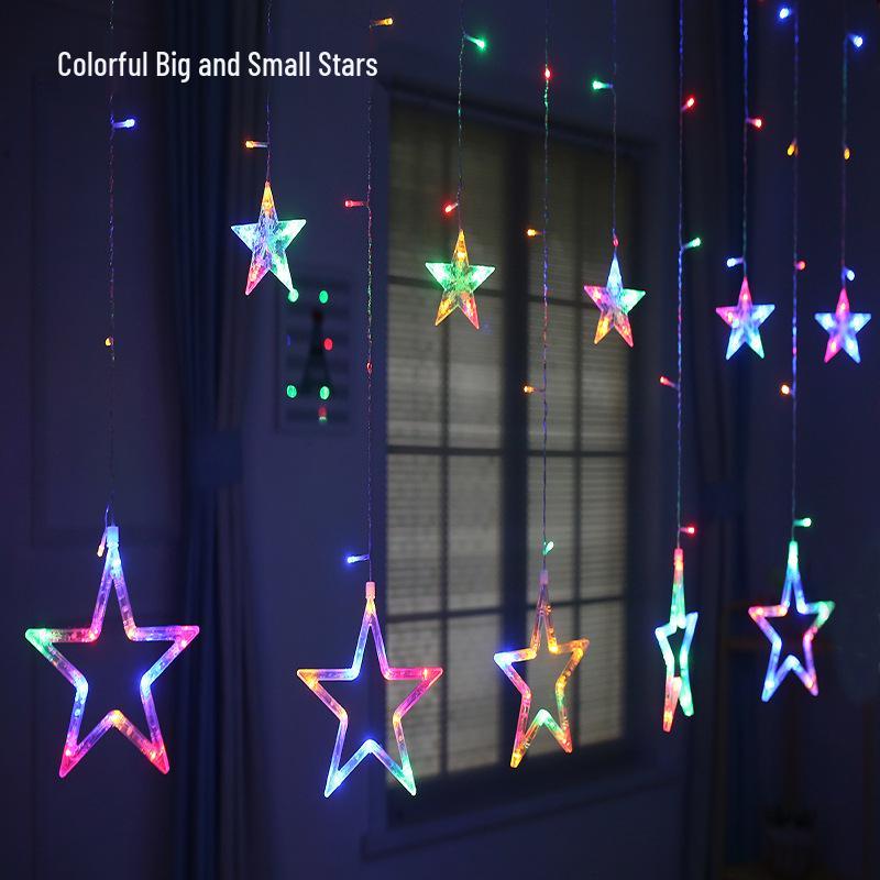 Solar-Powered LED Starry Sky Curtain Lights for Outdoor Christmas Decoration