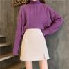 Women's High Waist Corduroy A-line Slit Bodycon Midi Skirt for Autumn/Winter
