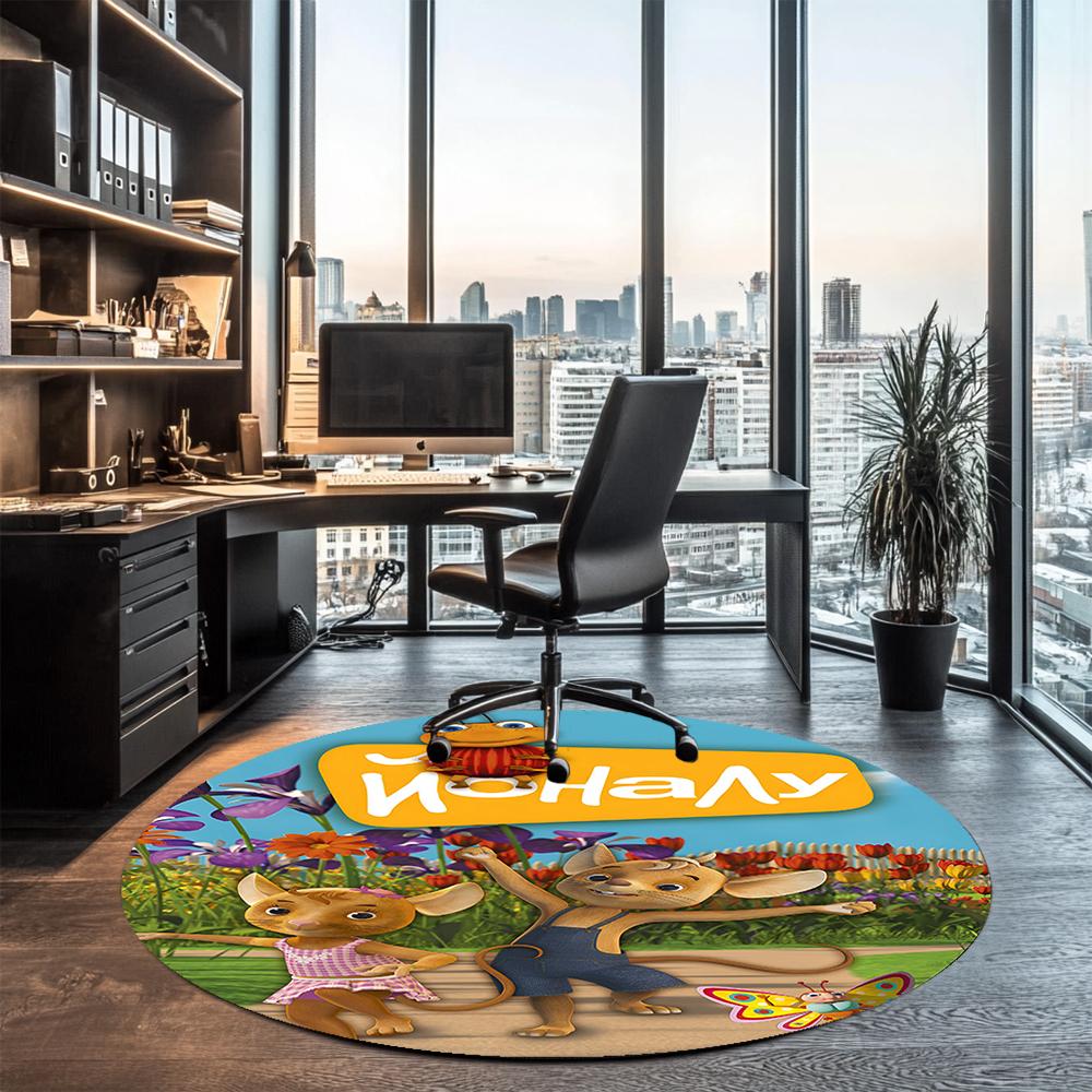 JoNaLu Printed Round Rug Carpet Chair Rug Area Rug Entryway Doormats,for Office Chair Living Room Bedroom Kitchen Room.