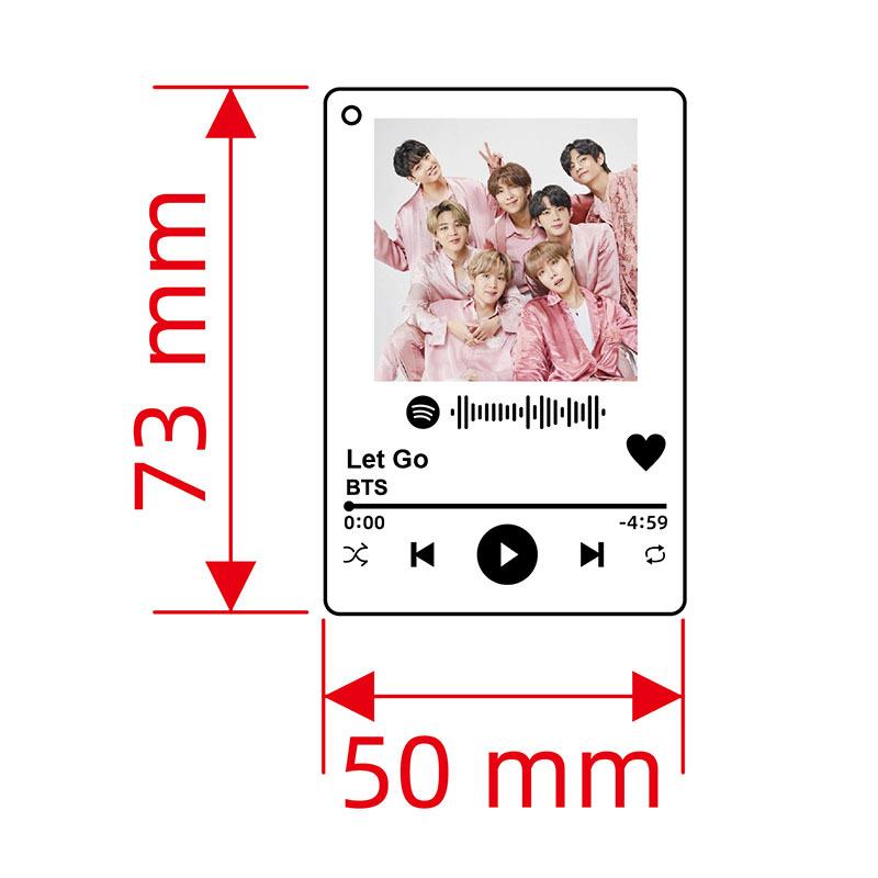 BTS Music Player Keychain, Bangtan Boys Keyring with Group Photo, Kpop Song Themed Bag Pendant for ARMY Fans