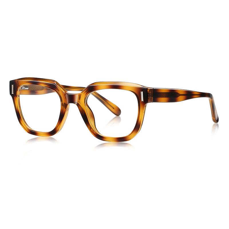 LS009 Retro Flat-Top Men's Large Frame TR Eyeglasses with Spring Hinges, Korean and European American Style