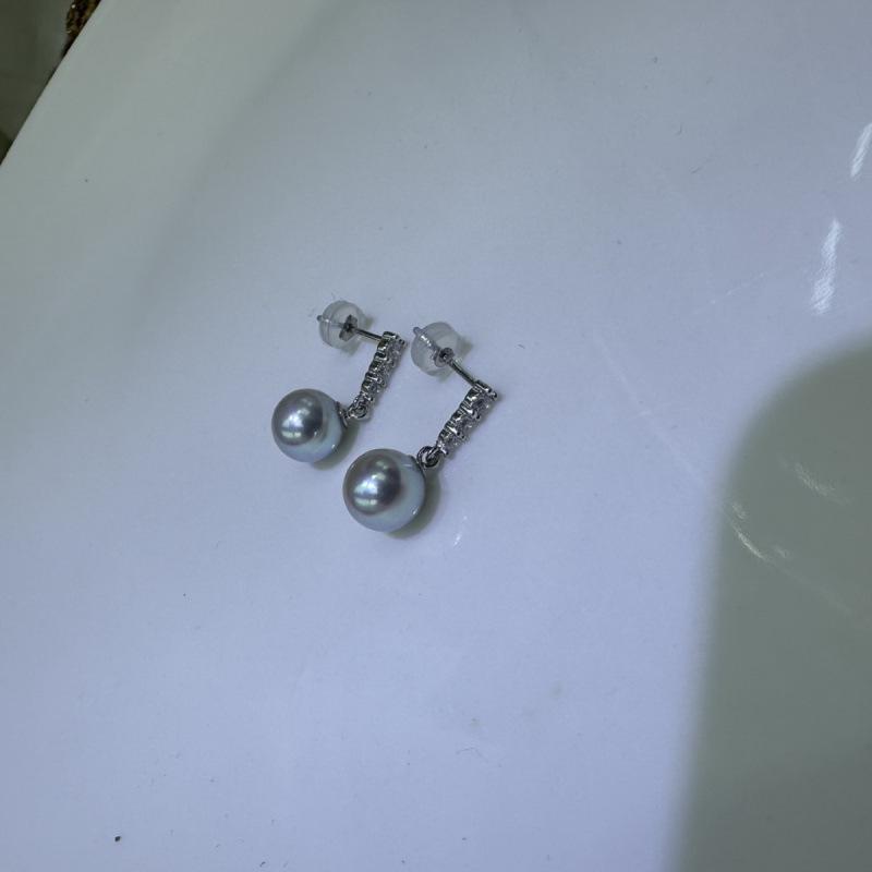 8-9mm High-End Salzwasser Akoya Perle Sterlingsilber Ohrstecker