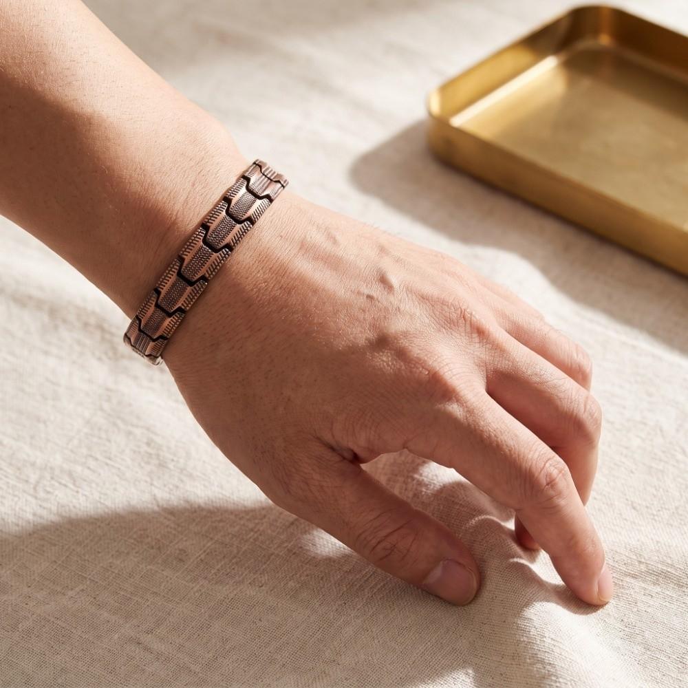 Retro Style Magnetic Stone Bracelet Wheel-patterned Men Bangle Wristband Jewelry Gift