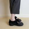 Sheepskin Version~ Platform Sports Cross Strap Mary Jane Small Leather Shoes Round Head Ballet Shoes Women's Shallow Mouth Retro Single Shoes