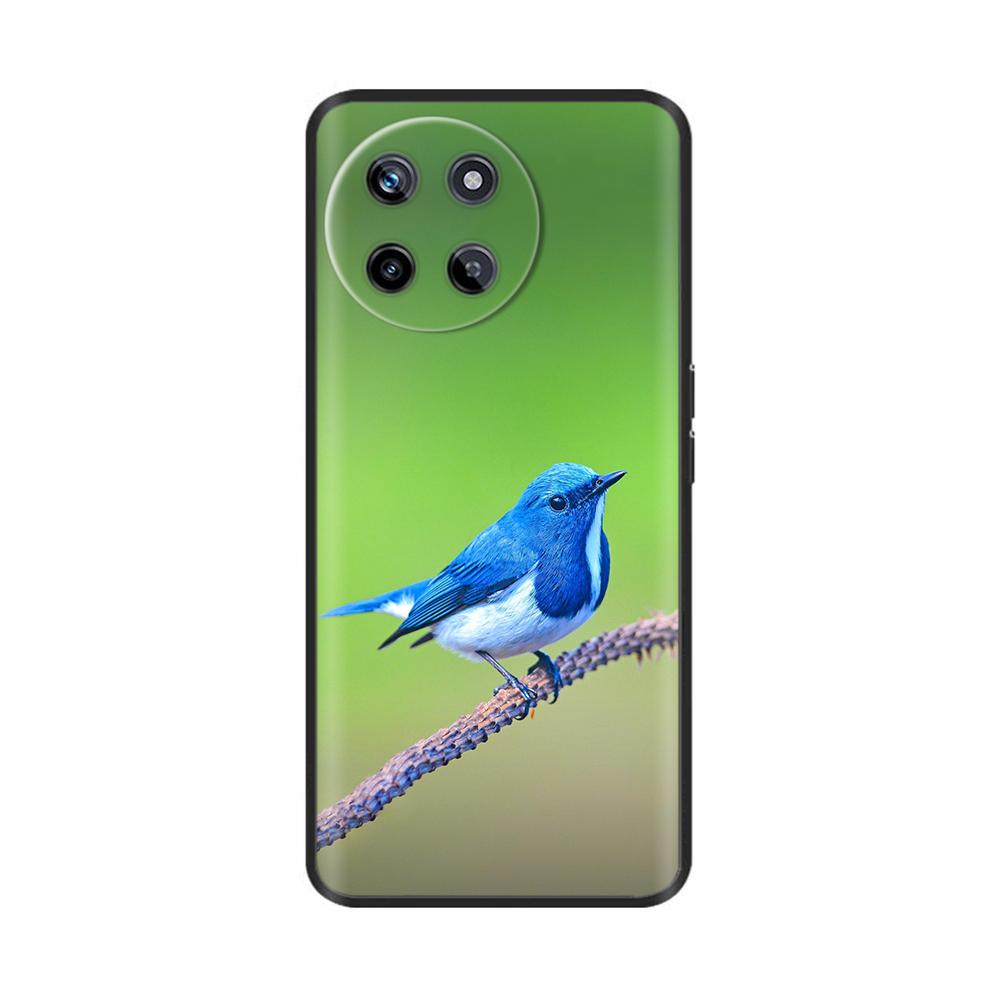 Für Realme 11 4G Hülle Silikon Weich Marmor Blume Schwarzer Stoßfänger Fundas Coque Für OPPO Realme 11 4G 6.43" realme11 Bemalte Abdeckungen