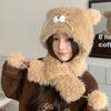 Plush Cat Ears Hat Knitted Cycling Balaclava One Piece Ear Protection Hat  Winter Season
