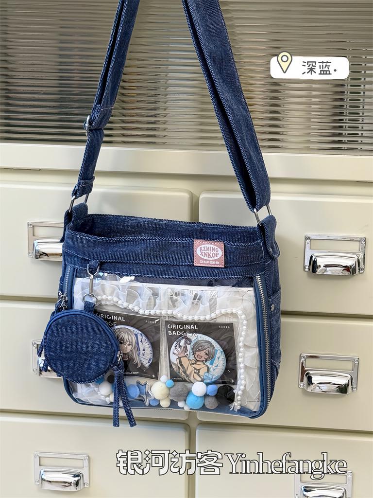 JIAERDI Harajuku Denim Ita Bags Women Sweet Cool Transparent Messenger Bag Purse Ladies jk Uniform Casual Crossbody Bags 2025