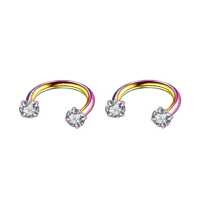 2Pcs 6/8/10/12mm Stainless Steel Zircon Piercings Earrings Horseshoe Ring Piercing Nose Ear Belly Rings Body Jewelry For Women