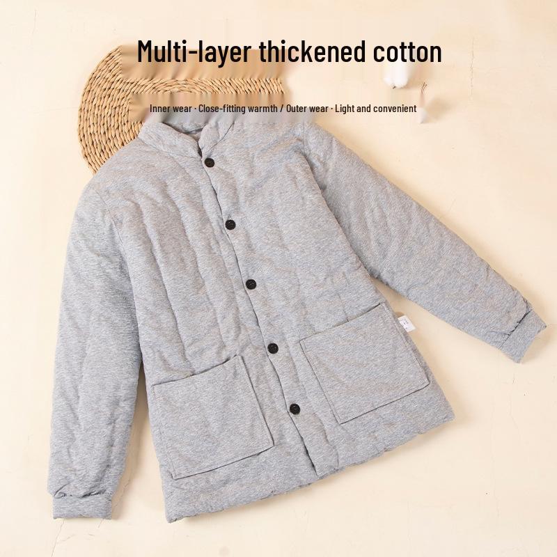 Men's Hand-stitched Pure Cotton Warm Jacket and Pants Home Set
