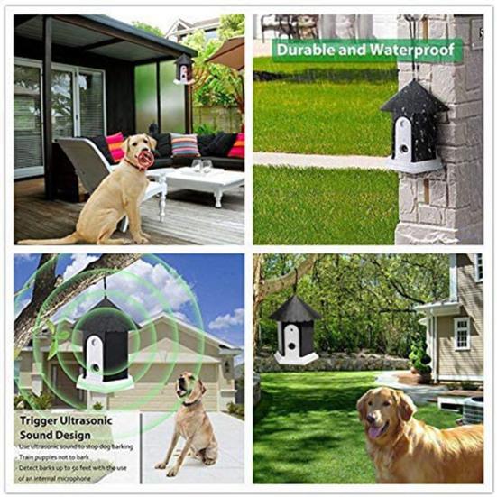 Dog Ultrasonic Bark Control Device Adjustable House Shape Pet Anti-Barking Device