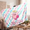 Kirby Personalisierte Flanelldecke, Individuell Bedruckter Text Name, Warme Weiche Decke für Sofa Bett