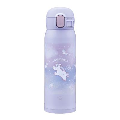 Water Bottle 480ml Kids Easy To Wash Seamless Lid Only 3 Parts To Wash Insulated Mug Unicorn Purple [Cute Mug] Child-Friendly One-Touch