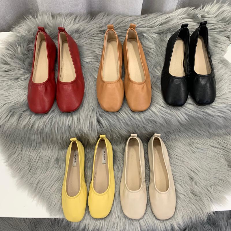 soft bottom elastic band ballet flats women square toe moccasins casual design spring summer single leather shoes woman loafers