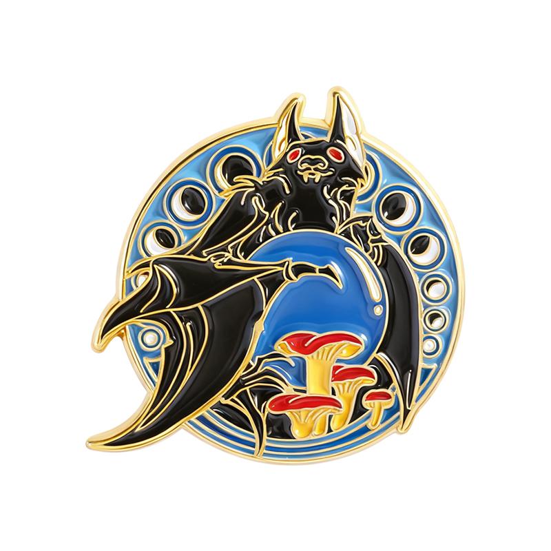 Moon Phrase Black Animal Enamel Pins Bat Cat Owl Brooches Lapel Badges Punk Gothic Jewelry Gift for Family Friends