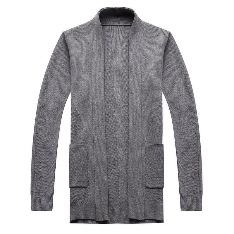 Neue koreanische Version Mittellanger Herren-Strickcardigan ohne Schnalle für Jugendliche und Studenten Hübscher Strickpullover für Herren