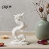 DIY Painting Dragon Statue 3D Printed Chinese Figurine, Collectible White Statue, Decor Sculpture Feng Shui Decoration for Home Office Handmade