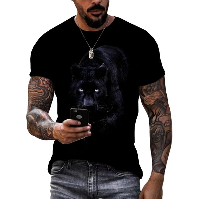 New 3D Animal Panther Graphic T Shirts Summer Fashion Men Casual Streetwear Trend Personality Print Round Neck Short Sleeve Tee