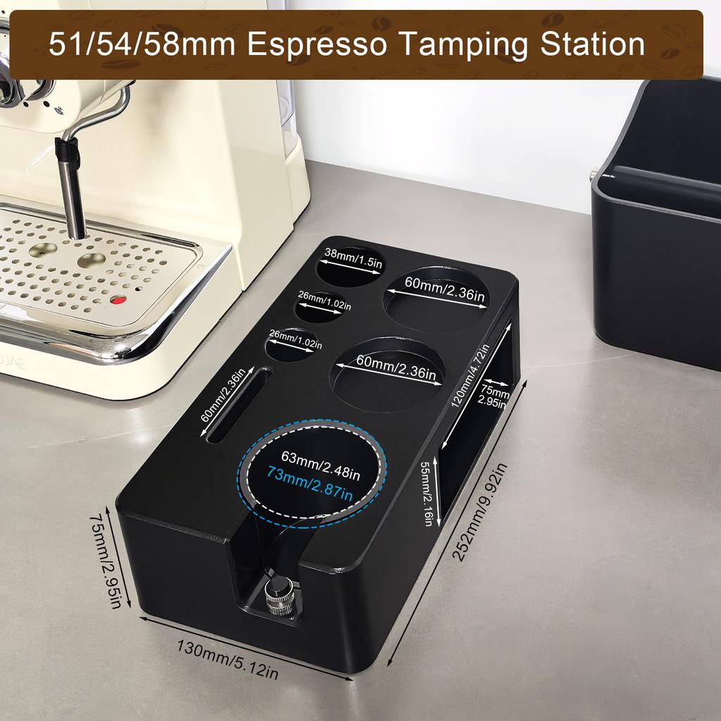 Non-Slip Multifunctional Espresso Tamper Station | ABS 51-58mm Universal for Tamper, Distributor & Portafilter