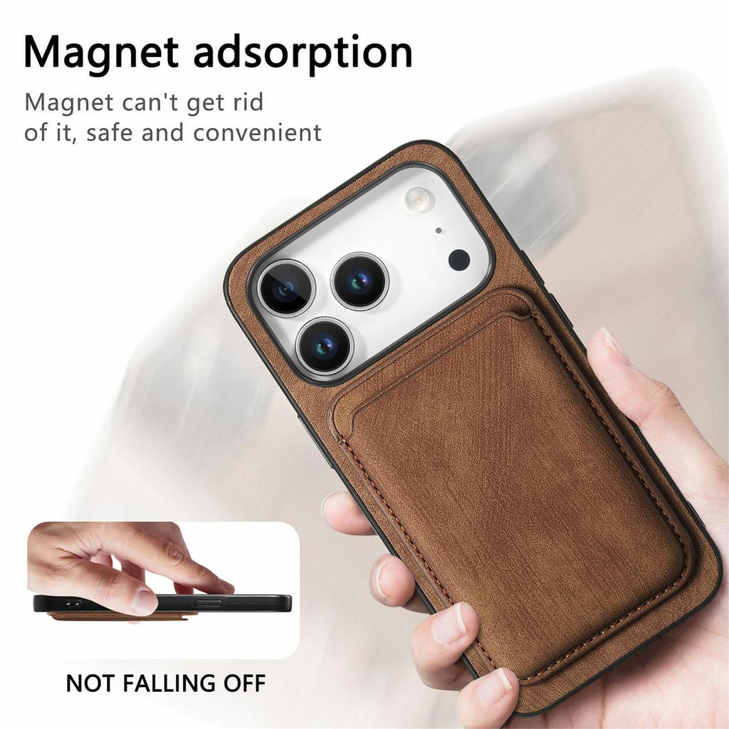 For iPhone 17 Pro Max Case Retro Leather + TPU Phone Cover with Detachable Card Slot