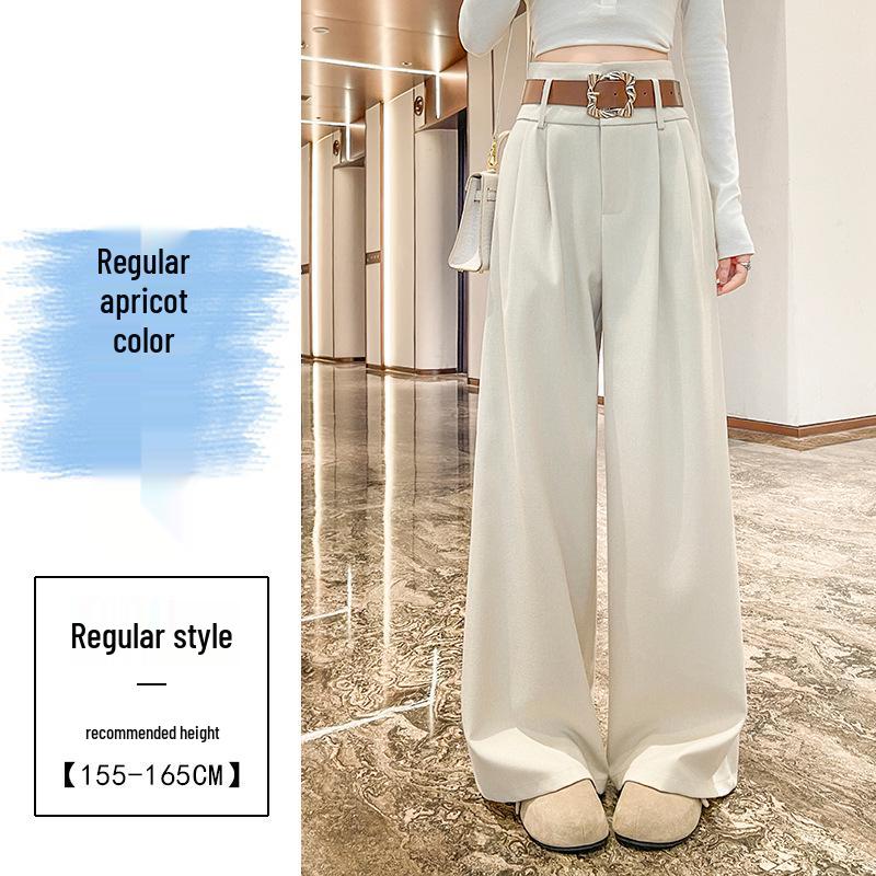 Apricot High-Waisted Wide-Leg Summer Pants for Women - Slimming, Floor-Length, and Loose Fit S абрикосовый
