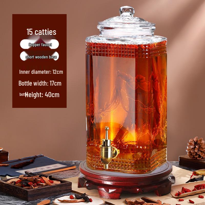 Sealed Sparkling Wine Bottle with Faucet - Household Ginseng Wine Jar & Baijiu Container