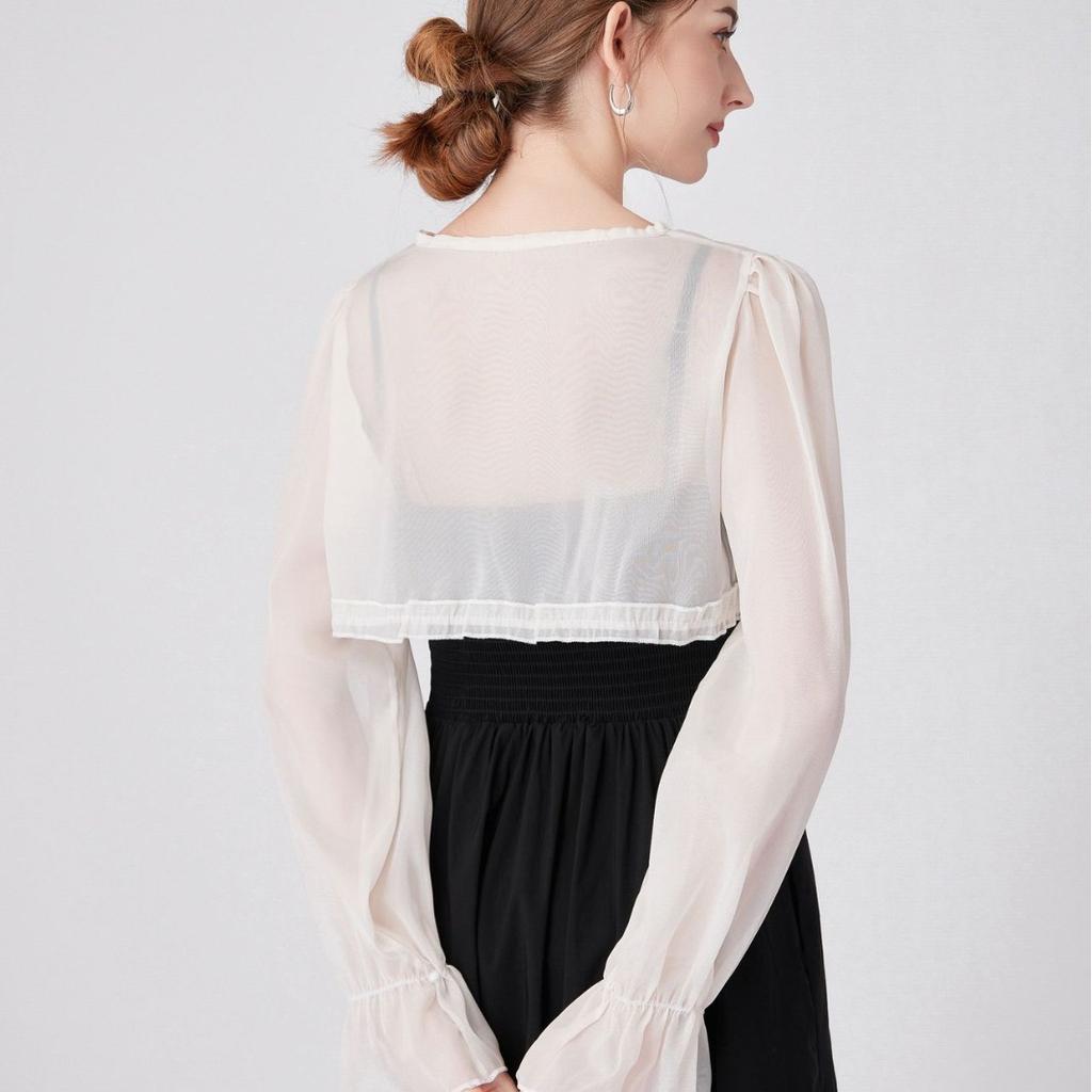 White Long Sleeved Fake Collar Small Cape for Womens Shirt Detachable Collar Detachable Half Shirt Blouse Style False Collar