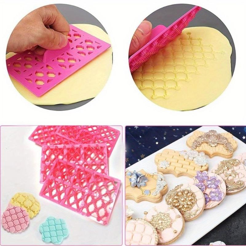 Plastic Cake Decorating Molds with Butterfly Lattice Hollow Embossing Designs for Fondant Cookies Biscuits and DIY Baking Tools