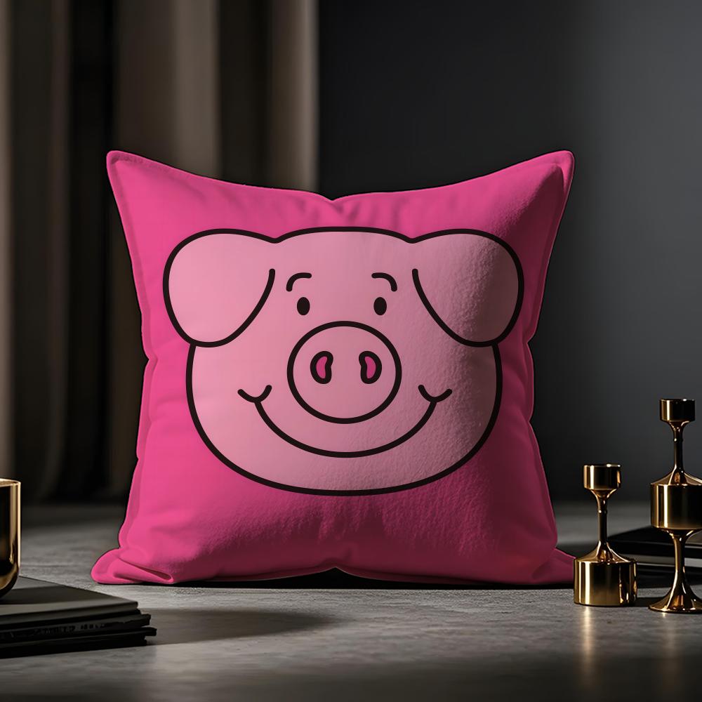 Percy Pig Cushion Cover Anti-dustmite Pillowcase Invisible Zipper Silky Short Plush Sofa Cushion Cover