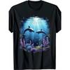 Dolphin Underwater Wildlife Graphic Tee Men Casual Breathable Pure Cotton Tshirt
