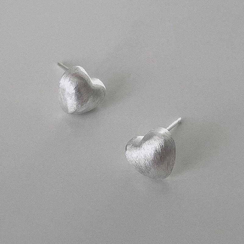 

PONYKISS Sterling Silver Mini Frosted Heart Stud Earrings for Women 18K Gold Fine Minimalist Cute Accessories