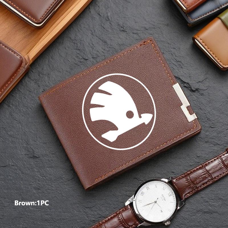 TTJJ2 Men Wallet ID Credit Card Holder License Bag Gift Accessories For Skoda S Kodiaq Octavia 2 3 Yeti Karoq Rapid Fabia VII VRS