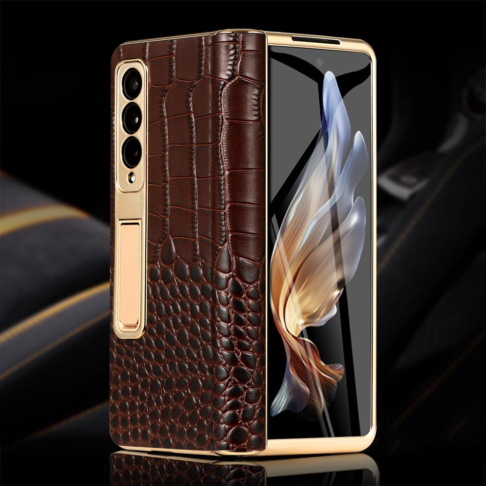LANGSIDI Brand Luxury Genuine Leather Shockproof Case for Samsung Galaxy Z Fold 3 4 5 6 7 Magnetic Hinge Protective Stand Cover