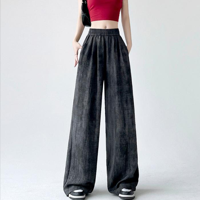 

Женские летние свободные повседневные брюки ленивого стиля, прямые драпированные брюки с широкими штанинами XS чёрный