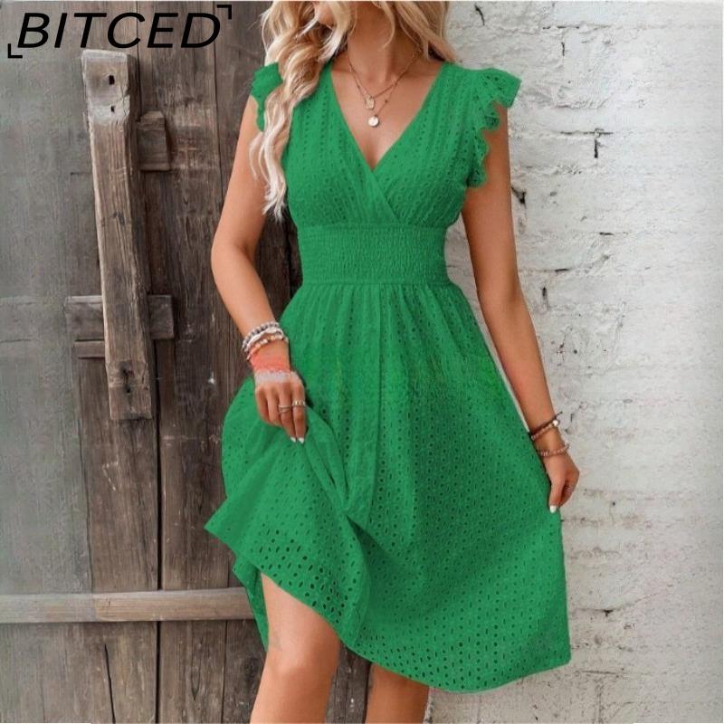 BITCED Women's Multi-Coloured Summer Sleeveless Elegant Dress
