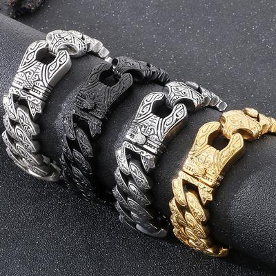 Bracelet Cool en Acier Inoxydable Massif pour Hommes Largeur Massive 20MM Chaîne à Maillons Style Totem Bracelets de Vélo pour Hommes 4 Couleurs Disponibles