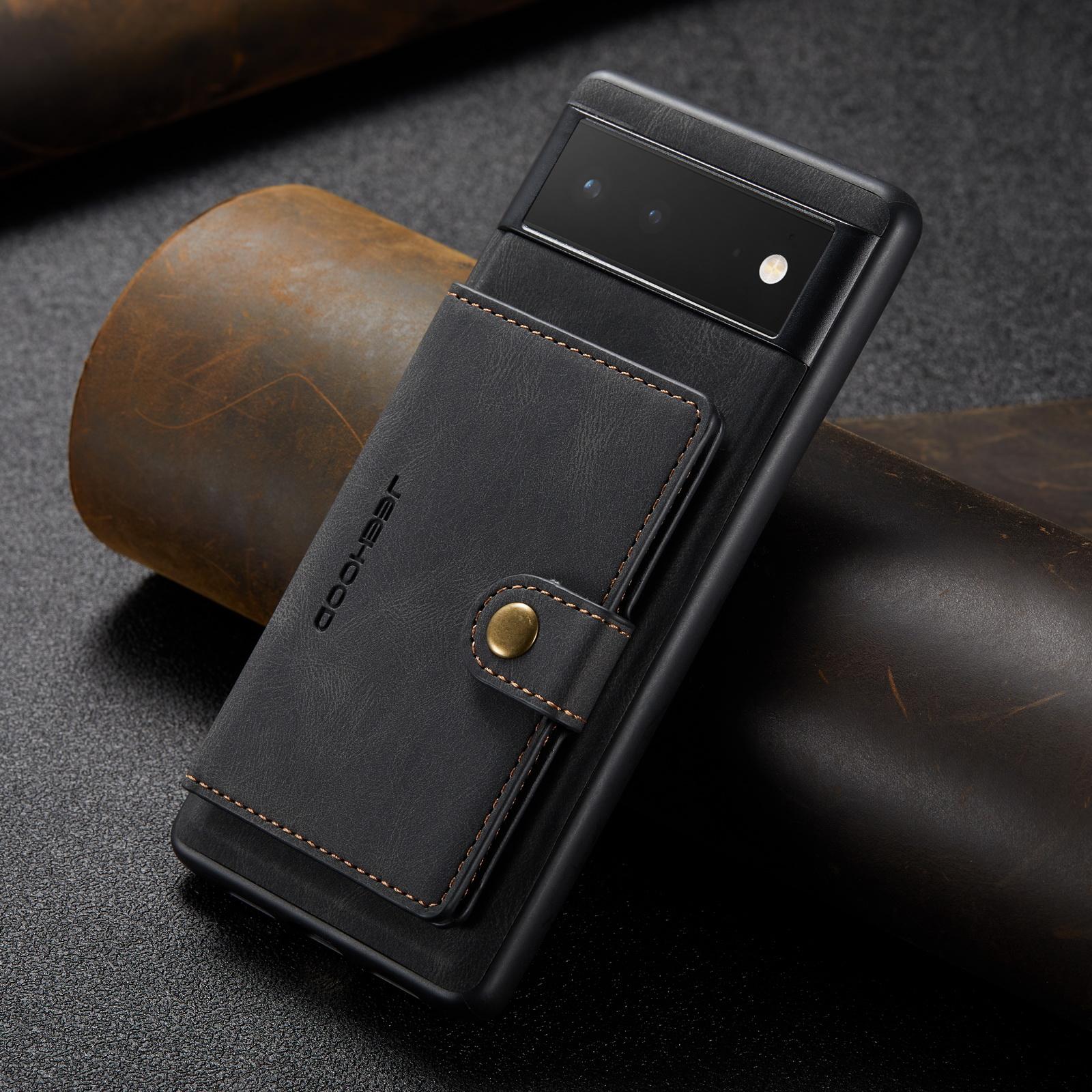

Retro 2 in 1 Detachable Leather Card Solt Case for Google Pixel 9 8 7A 7 6 Pro Pixel7A 6A Wallet Bag Magnetic Holder Cover Pixel 6 чёрный