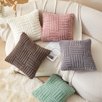 Pillowcase Woven Plush Sofa Pillow Sleeve Solid Color Soft Cushion Cover