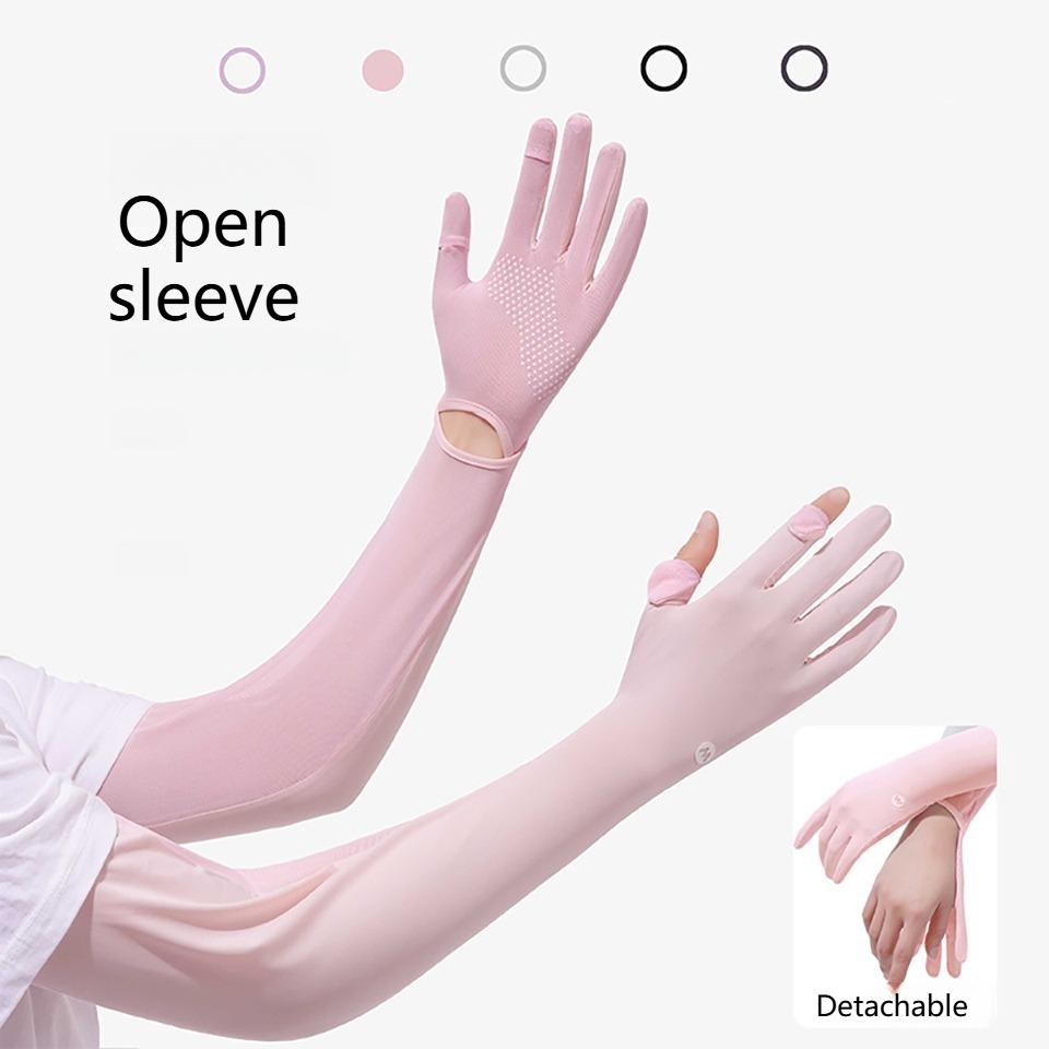 1Pair Ice Silk Sun Protection Sleeves Women Thin Cool UV Protection Arm Sleeves Summer Driving Cycling Men Women Unisex