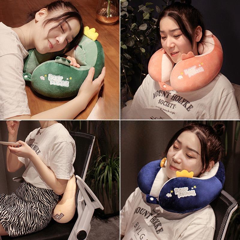 Travel Neck Pillow Cartoon Travel Neck Cushion Undeformable U-Shaped Travel Pillow Portable Airplanes Pillow for Kids Gift