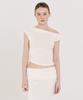 Ingi Active Drape Boat Neck T-Shirt Cream Beige