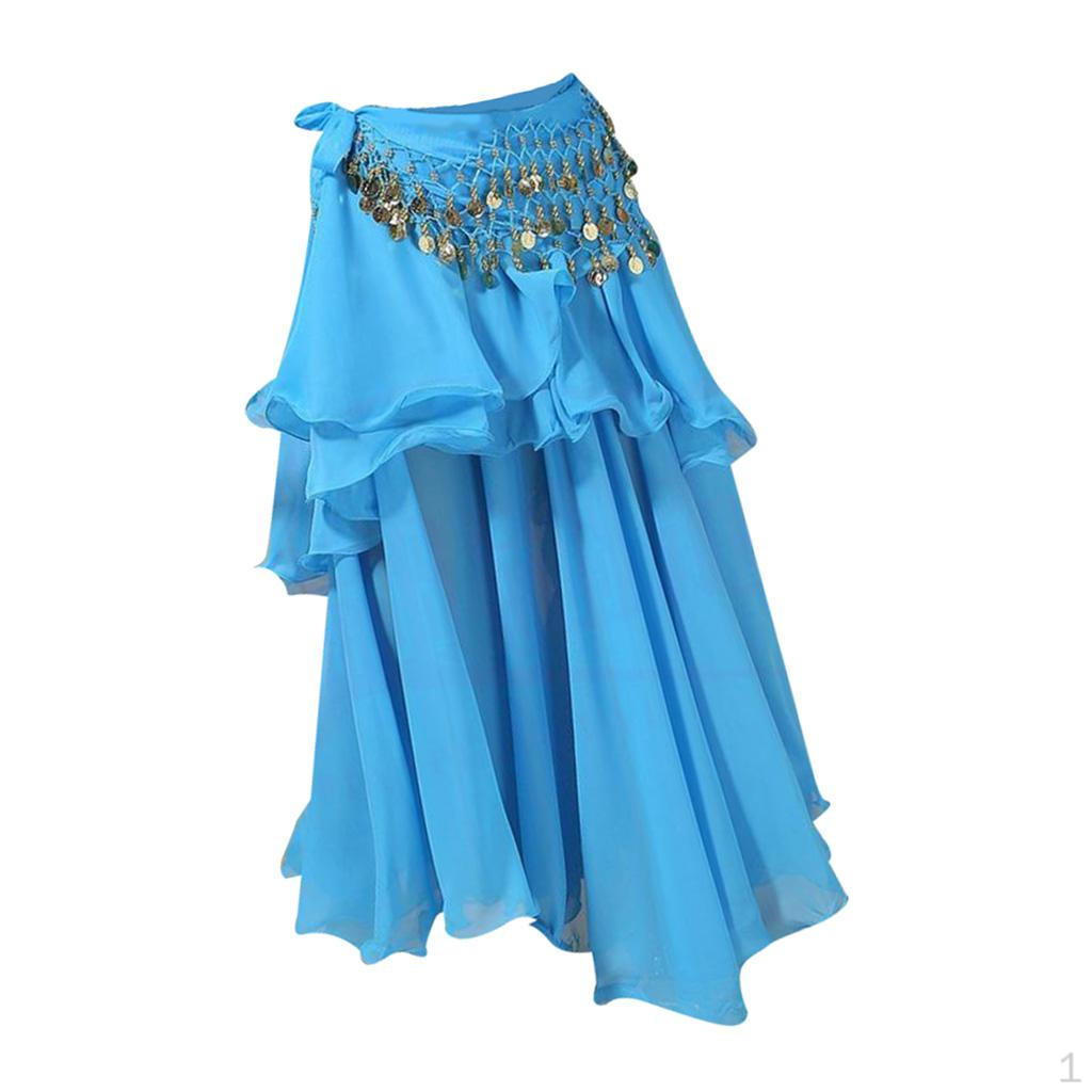 Belly Dance Costume Latin Ruffle Long Skirt Hip Scarf With Sequins Accessories