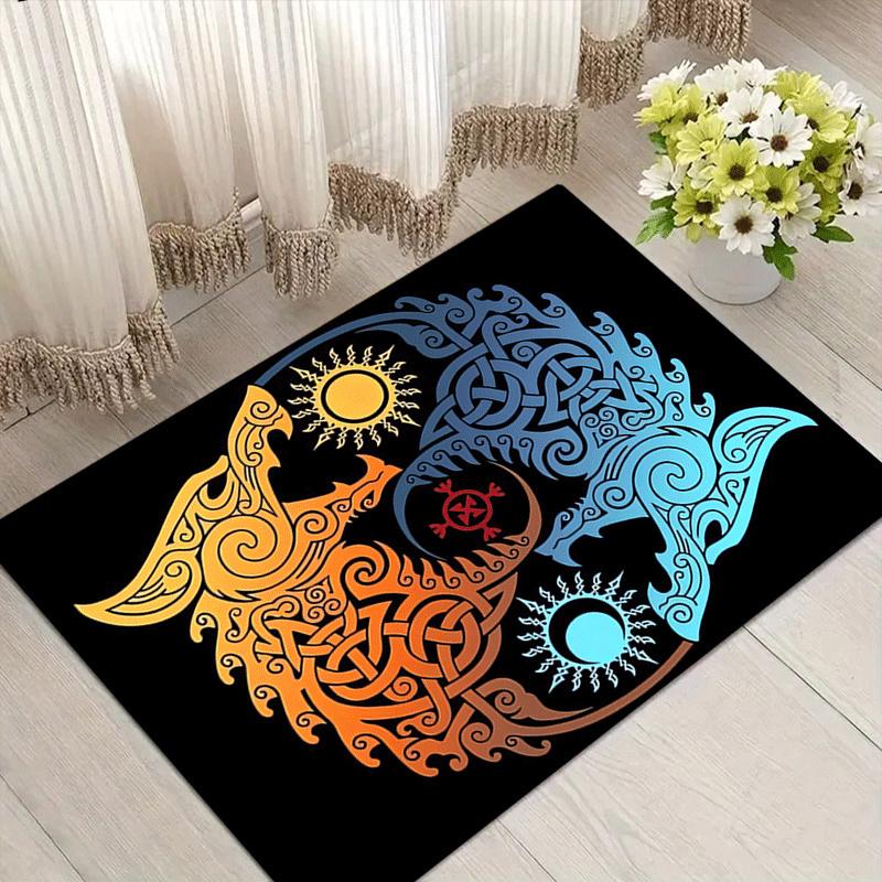 

1pc Mysterious wolf pattern Print, Design Indoor Area Rug - Soft, Anti-Slip, and Durable Gaming Room Decor for Bedroom, Living Room 60cm by 90cm