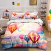 Colorful Hot Air Balloon Decor Soft Comfortable Duvet Cover Bedding Set Included 1*Duvet Cover & 2*Pillowcases, Gift