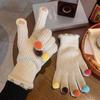 Warm Candy Pom Pom Knit Gloves Candy Color Touchscreen Full Finger Gloves  Outdoor