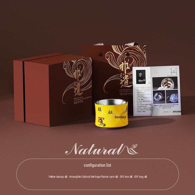 Year of the Horse Titanium Porcelain Tea Cup Gift Set - Creative Business Souvenir for Clients
